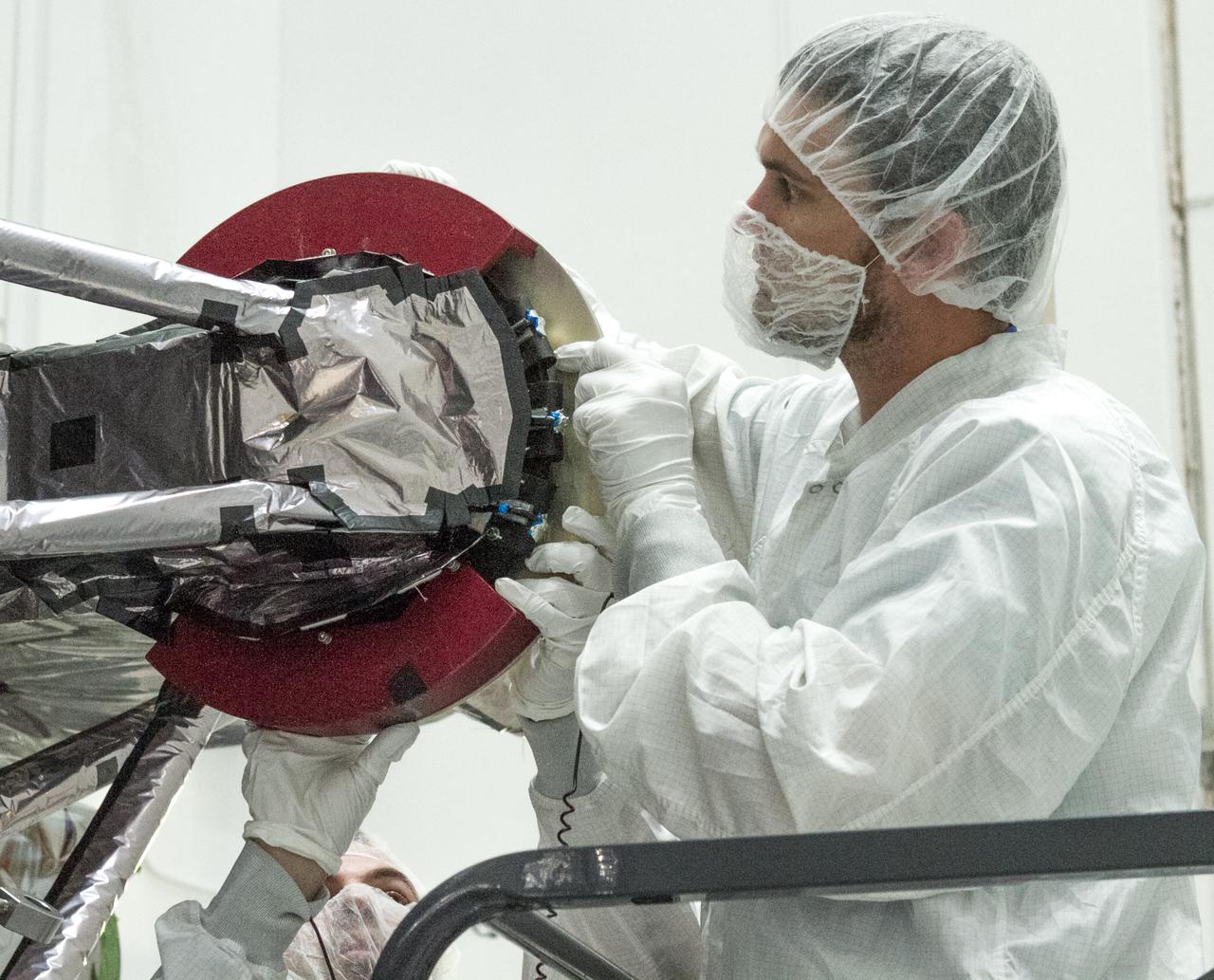 At Astrotech Space Operations in Titusville, Florida, technicians and engineers inspect NOAA's Geostationary Operation Environmental Satellite-S (GOES-S) after removal from its shipping container. GOES-S is the second in a series of four advanced geostationary weather satellites. The GOES-R series - consisting of the GOES-R, GOES-S, GOES-T and GOES-U spacecraft - will significantly improve the detection and observation of environmental phenomena that directly affect public safety, protection of property and the nation's economic health and prosperity. GOES-S is slated to launch March 1, 2018 aboard a United Launch Alliance Atlas V rocket from Cape Canaveral Air Force Station in Florida.