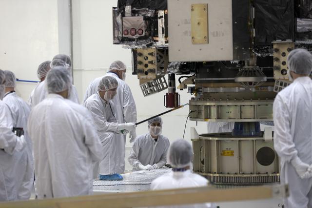 NASA image: GOES-S Move to Workstand; Transition into Highbay