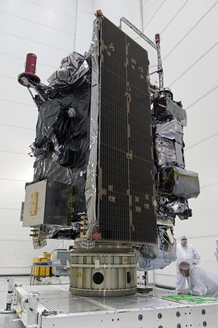 NASA image: GOES-S Move to Workstand; Transition into Highbay
