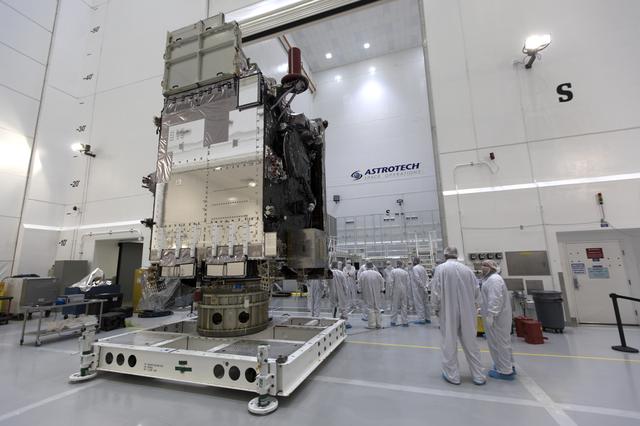 NASA image: GOES-S Move to Workstand; Transition into Highbay