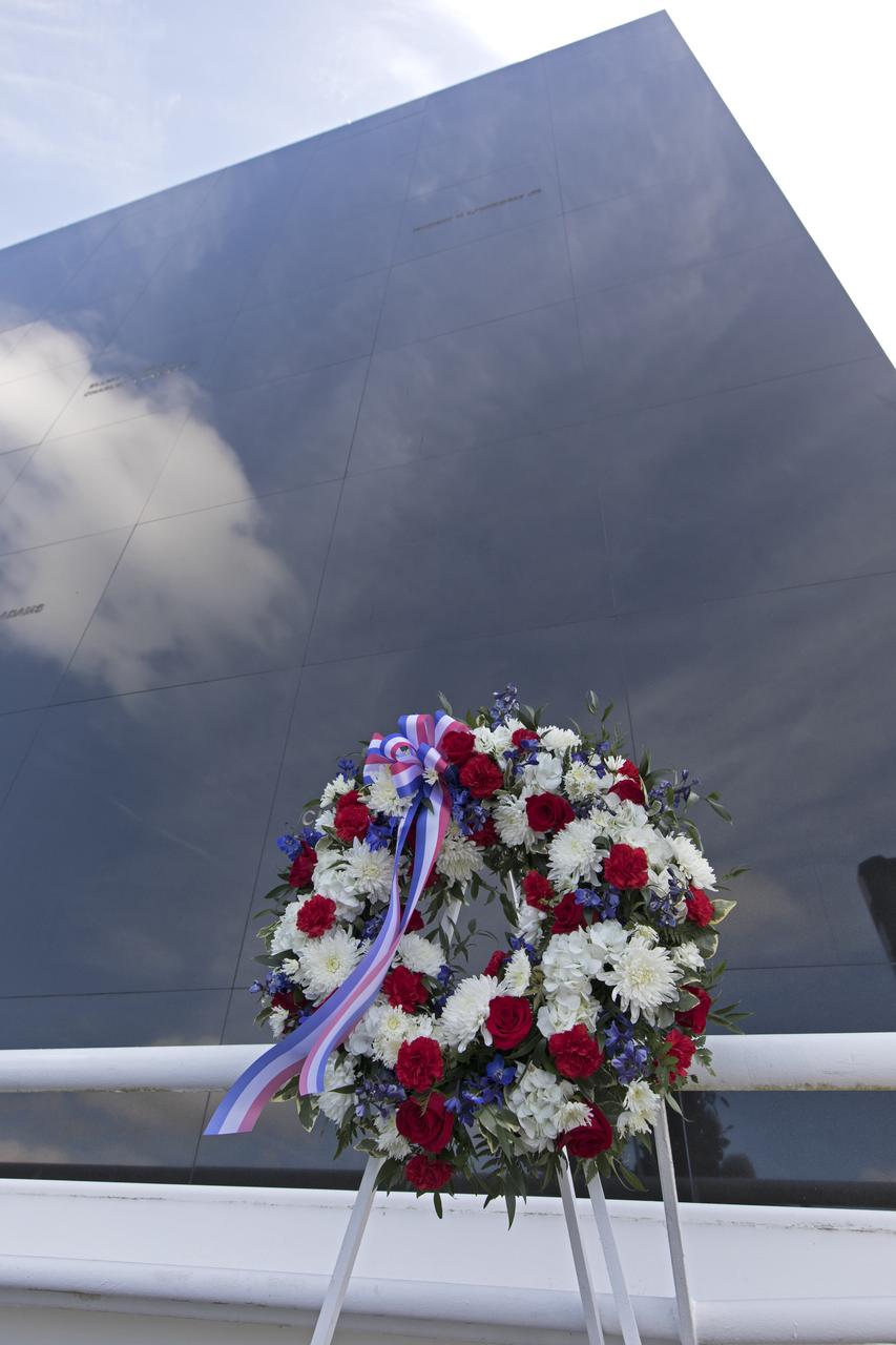 Following an Astronauts Memorial Foundation tribute honoring U.S. Air Foce Maj. Robert Lawrence, a wreath was place at the Space Mirror Memorial at the Kenendy Space Center Visitor Compelx. Selected in 1967 for the Manned Orbiting Laboratory Program, Lawrence was the first African-American astronaut. He lost his life in a training accident 50 years ago. The ceremony took place in the Center for Space Education at the Kennedy Space Center Visitor Complex.