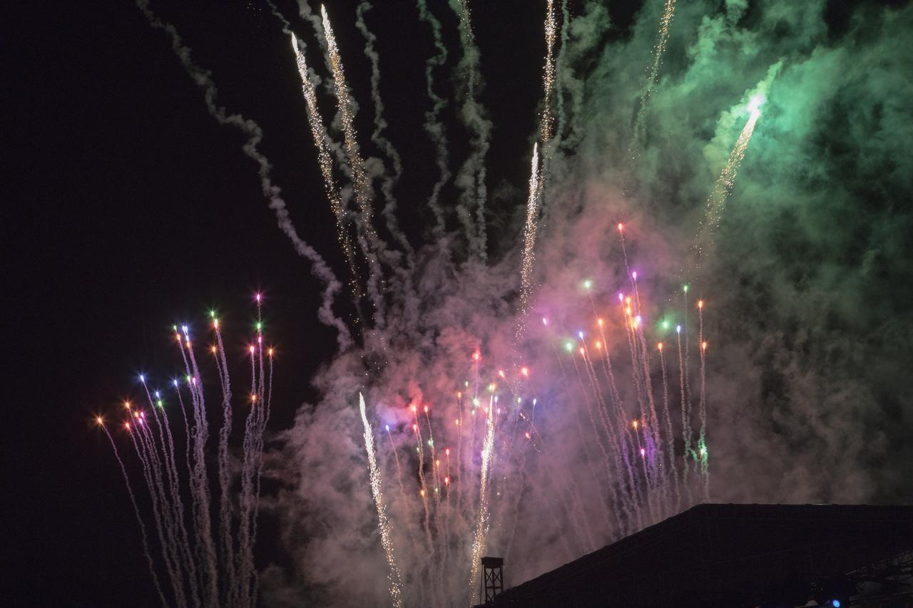 At the Kennedy Space Center Visitor Complex in Florida, the first night of Holidays in Space 2017 ended with a spectacular fireworks finale. Holidays in Space 2017 kicked off Dec. 20 and includes nightly performances by the dance group Fighting Gravity, which uses optical illusions, black light and the interplay of light and dark in its gravity-defying choreography. The event runs through 31, excluding Dec. 25.