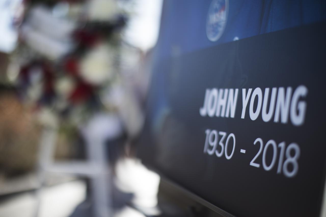 NASA astronaut John Young was remembered in a ceremony at the Heroes and Legends exhibit at the Kennedy Space Center Visitor Complex. The brief memorial took place on the afternoon of Jan. 11, 2018. Young died Jan. 5, 2018, in Houston at the age of 87. He was the only astronaut to fly in NASA's Gemini, Apollo and Space Shuttle Programs.
