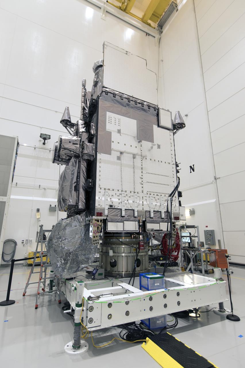 In a clean room at Astrotech Space Operations in Titusville, Florida, NOAA's Geostationary Operational Environmental Satellite-S, or GOES-S, is being prepared for encapsulation in it payload fairing. After encapsulation, the weather satellite will be moved to Space Launch Complex-41 at Cape Canaveral Air Force Station. GOES-S is the second in a series of four advanced geostationary weather satellites. The GOES-R series - consisting of the GOES-R, GOES-S, GOES-T and GOES-U spacecraft - will significantly improve the detection and observation of environmental phenomena that directly affect public safety, protection of property and the nation's economic health and prosperity. GOES-S is slated to launch March 1, 2018 aboard a United Launch Alliance Atlas V rocket.