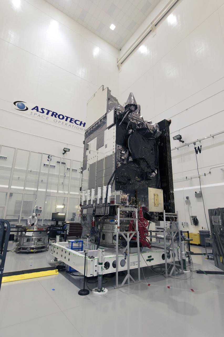 In a clean room at Astrotech Space Operations in Titusville, Florida, NOAA's Geostationary Operational Environmental Satellite-S, or GOES-S, is being prepared for encapsulation in it payload fairing. After encapsulation, the weather satellite will be moved to Space Launch Complex-41 at Cape Canaveral Air Force Station. GOES-S is the second in a series of four advanced geostationary weather satellites. The GOES-R series - consisting of the GOES-R, GOES-S, GOES-T and GOES-U spacecraft - will significantly improve the detection and observation of environmental phenomena that directly affect public safety, protection of property and the nation's economic health and prosperity. GOES-S is slated to launch March 1, 2018 aboard a United Launch Alliance Atlas V rocket.