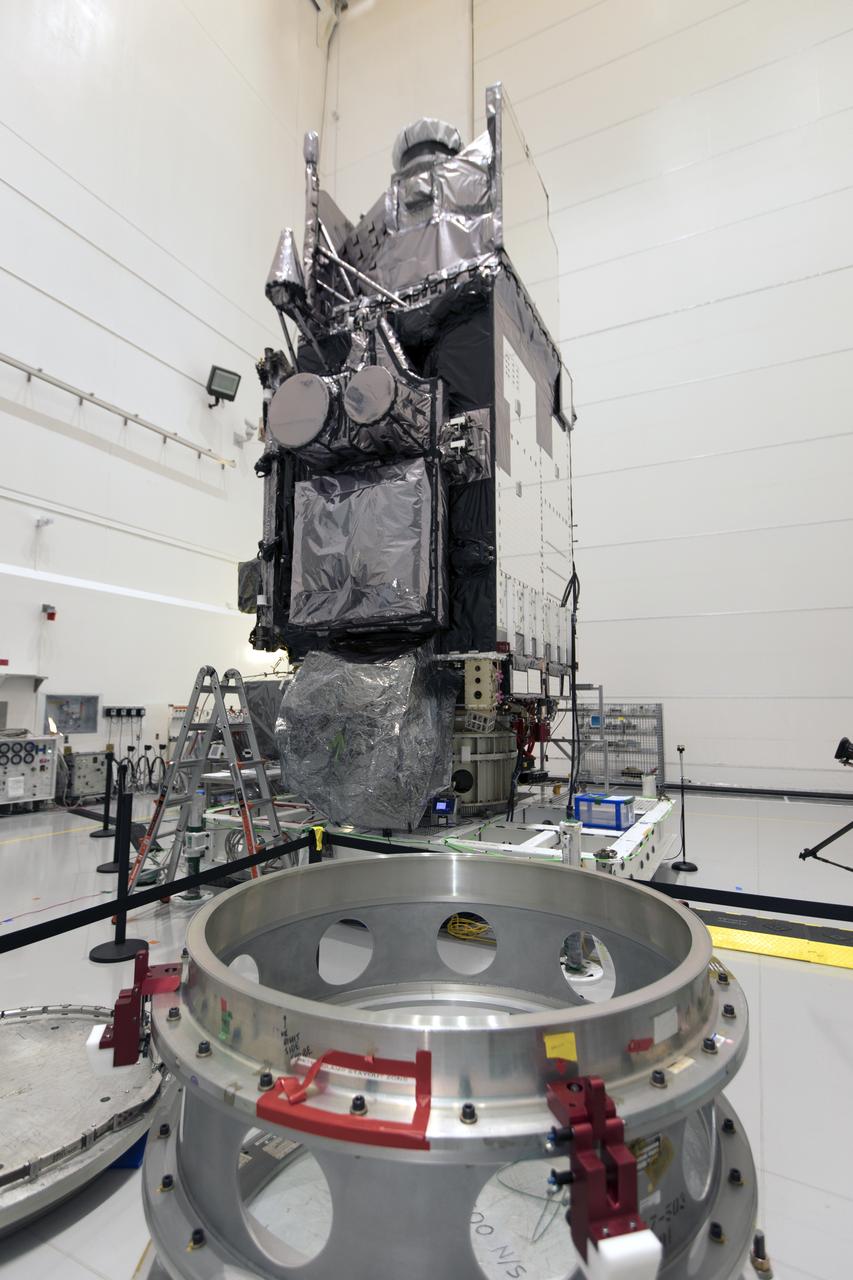 In a clean room at Astrotech Space Operations in Titusville, Florida, NOAA's Geostationary Operational Environmental Satellite-S, or GOES-S, is being prepared for encapsulation in it payload fairing. After encapsulation, the weather satellite will be moved to Space Launch Complex-41 at Cape Canaveral Air Force Station. GOES-S is the second in a series of four advanced geostationary weather satellites. The GOES-R series - consisting of the GOES-R, GOES-S, GOES-T and GOES-U spacecraft - will significantly improve the detection and observation of environmental phenomena that directly affect public safety, protection of property and the nation's economic health and prosperity. GOES-S is slated to launch March 1, 2018 aboard a United Launch Alliance Atlas V rocket.