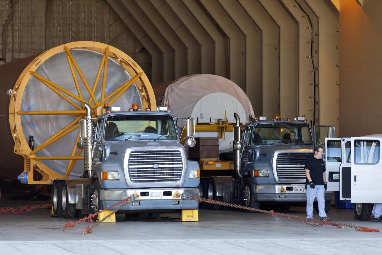 Preparations are underway to offload the United Launch Alliance Atlas V booster and Centaur stage for NOAA's Geostationary Operational Environmental Satellite-S (GOES-S) from the Mariner transport ship at the Army Wharf at Cape Canaveral Air Force Station in Florida. They will be transported to the Atlas Spaceflight Operations Center near Space Launch Complex 41 at CCAFS. GOES-S is the second in a series of four advanced geostationary weather satellites. The satellite is slated to launch aboard the Atlas V rocket March 1.