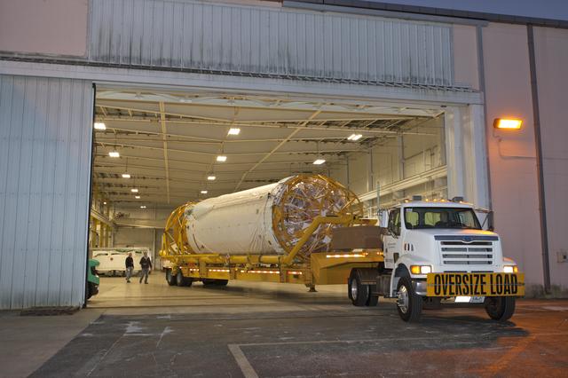 NASA image: GOES-S Atlas V Centaur Stage Transport from ASOC to DOC