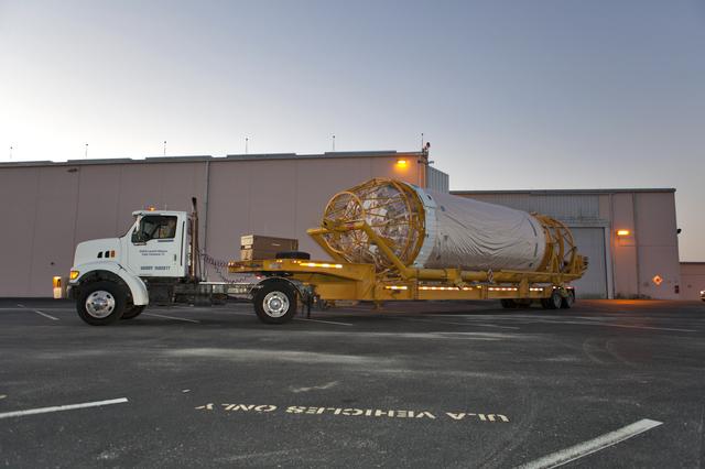 NASA image: GOES-S Atlas V Centaur Stage Transport from ASOC to DOC