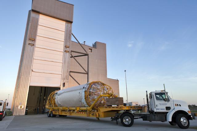 NASA image: GOES-S Atlas V Centaur Stage Transport from ASOC to DOC