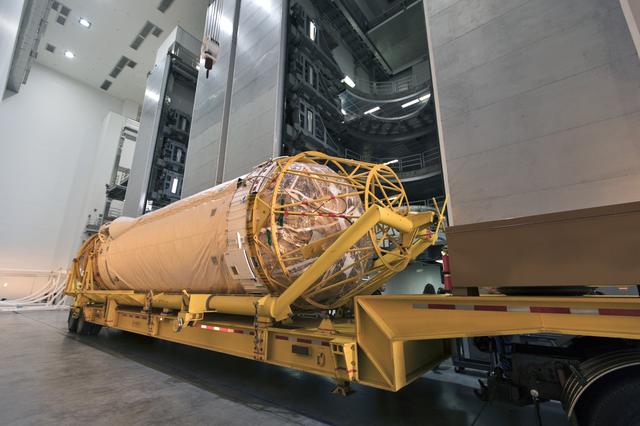 NASA image: GOES-S Atlas V Centaur Stage Transport from ASOC to DOC