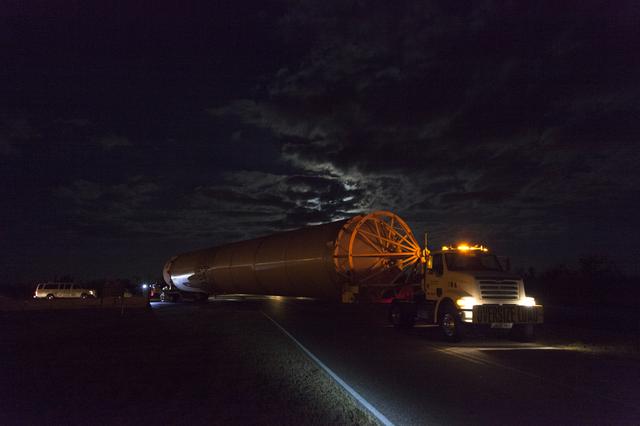 NASA image: GOES-S Atlas V First Stage Booster Transport from ASOC to Pad 41