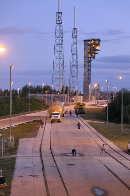 NASA image: GOES-S Atlas V First Stage Booster Transport from ASOC to Pad 41