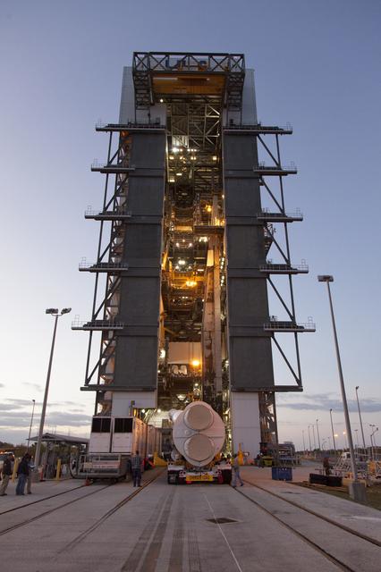 NASA image: GOES-S Atlas V First Stage Booster Transport from ASOC to Pad 41