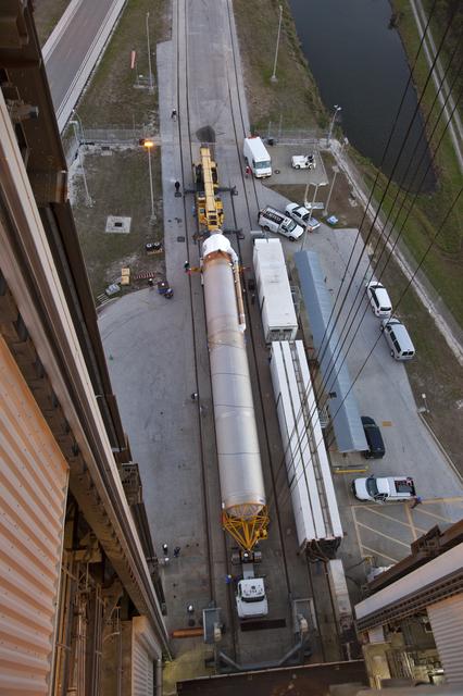 NASA image: GOES-S Atlas V First Stage Booster Transport from ASOC to Pad 41