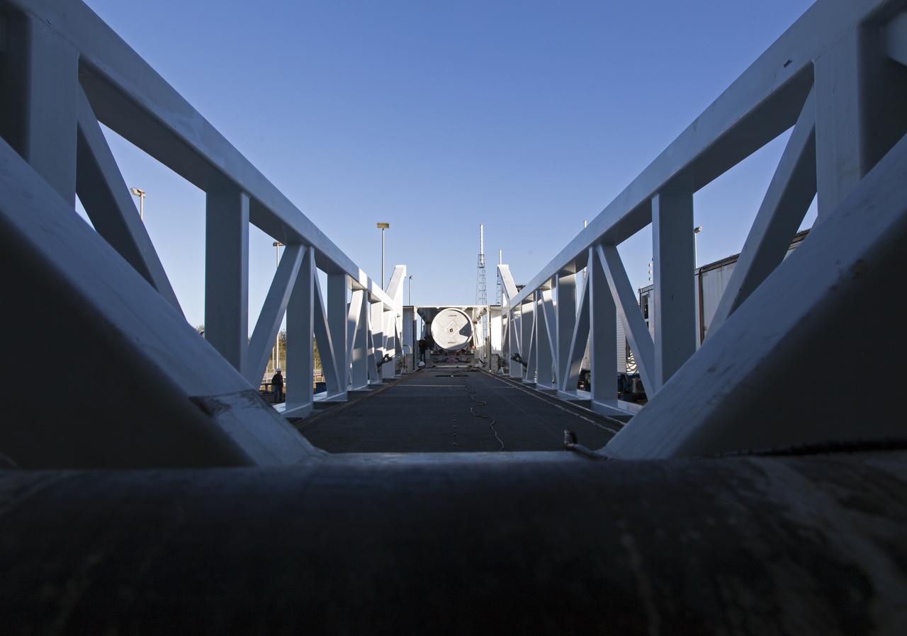 A solid rocket booster (SRB) is offloaded from a transport vehicle at the Vertical Integration Facility at Space Launch Complex 41 at Cape Canaveral Air Force Station in Florida. The SRB will be mated to a United Launch Alliance Atlas V first stage to help boost NOAA's Geostationary Operational Environmental Satellite, or GOES-S, to orbit. GOES-S is the second in a series of four advanced geostationary weather satellites that will significantly improve the detection and observation of environmental phenomena that directly affect public safety, protection of property and the nation's economic health and prosperity. GOES-S is slated to launch March 1, 2018.