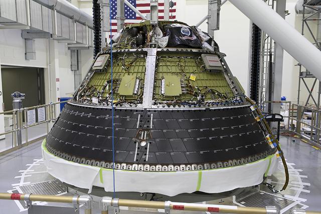 NASA image: Orion EM-1 Crew Module with Back Shells