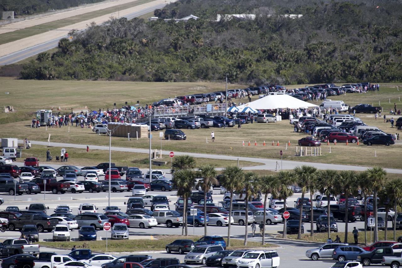 Employees, invited guests and members of the news media await liftoff of the SpaceX Falcon Heavy rocket from Launch Complex 39A at NASA’s Kennedy Space Center in Florida. The demonstration flight is a significant milestone for the world's premier multi-user spaceport. In 2014, NASA signed a property agreement with SpaceX for the use and operation of the center's pad 39A, where the company has launched Falcon 9 rockets and is preparing for the first Falcon Heavy. NASA also has Space Act Agreements in place with partners, such as SpaceX, to provide services needed to process and launch rockets and spacecraft.