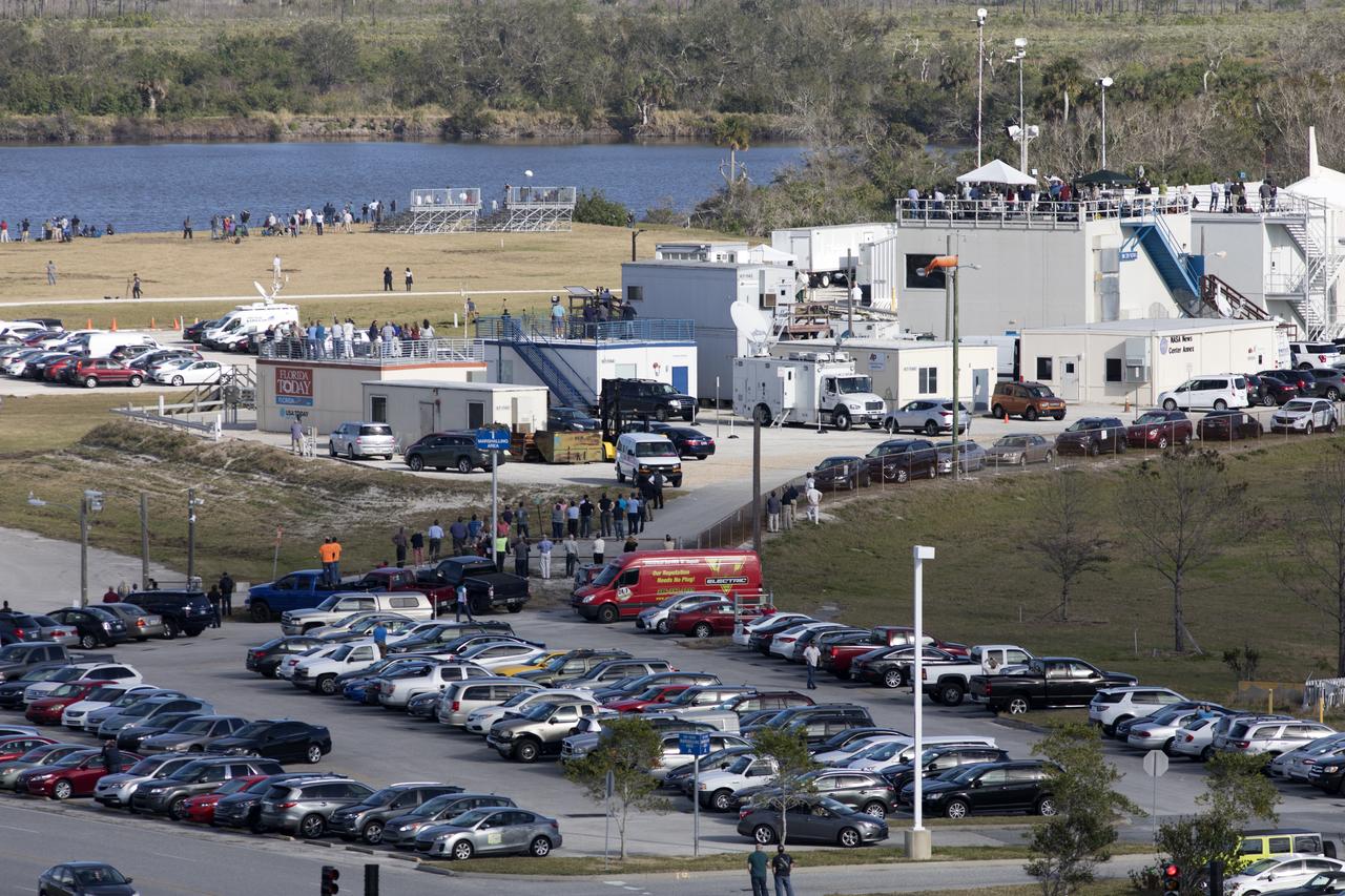 Employees, invited guests and members of the news media await liftoff of the SpaceX Falcon Heavy rocket from Launch Complex 39A at NASA’s Kennedy Space Center in Florida. The demonstration flight is a significant milestone for the world's premier multi-user spaceport. In 2014, NASA signed a property agreement with SpaceX for the use and operation of the center's pad 39A, where the company has launched Falcon 9 rockets and is preparing for the first Falcon Heavy. NASA also has Space Act Agreements in place with partners, such as SpaceX, to provide services needed to process and launch rockets and spacecraft.
