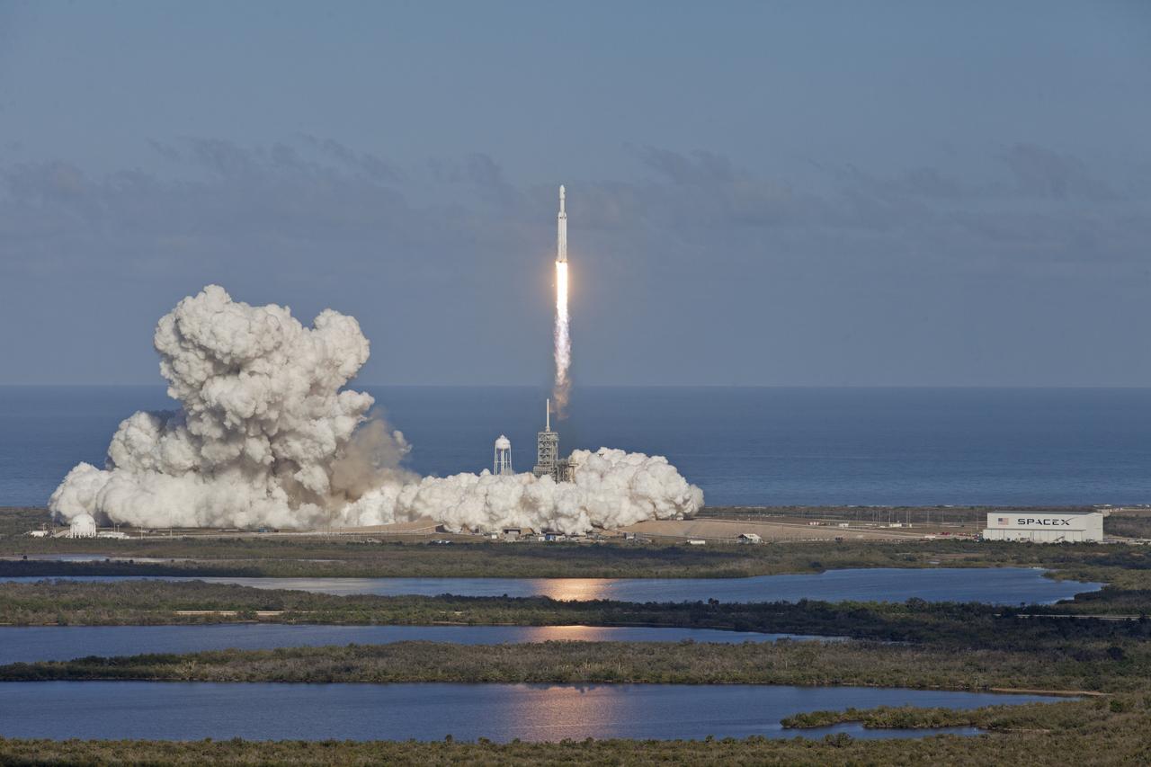 A SpaceX Falcon Heavy rocket begins its demonstration flight with liftoff at 3:45 p.m. EST from from Launch Complex 39A at NASA's Kennedy Space Center in Florida. This is a significant milestone for the world's premier multi-user spaceport. In 2014, NASA signed a property agreement with SpaceX for the use and operation of the center's pad 39A, where the company has launched Falcon 9 rockets and prepared for the first Falcon Heavy. NASA also has Space Act Agreements in place with partners, such as SpaceX, to provide services needed to process and launch rockets and spacecraft.