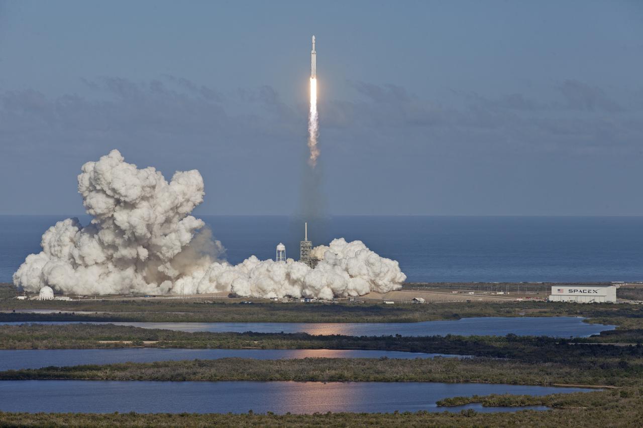 A SpaceX Falcon Heavy rocket begins its demonstration flight with liftoff at 3:45 p.m. EST from from Launch Complex 39A at NASA's Kennedy Space Center in Florida. This is a significant milestone for the world's premier multi-user spaceport. In 2014, NASA signed a property agreement with SpaceX for the use and operation of the center's pad 39A, where the company has launched Falcon 9 rockets and prepared for the first Falcon Heavy. NASA also has Space Act Agreements in place with partners, such as SpaceX, to provide services needed to process and launch rockets and spacecraft.