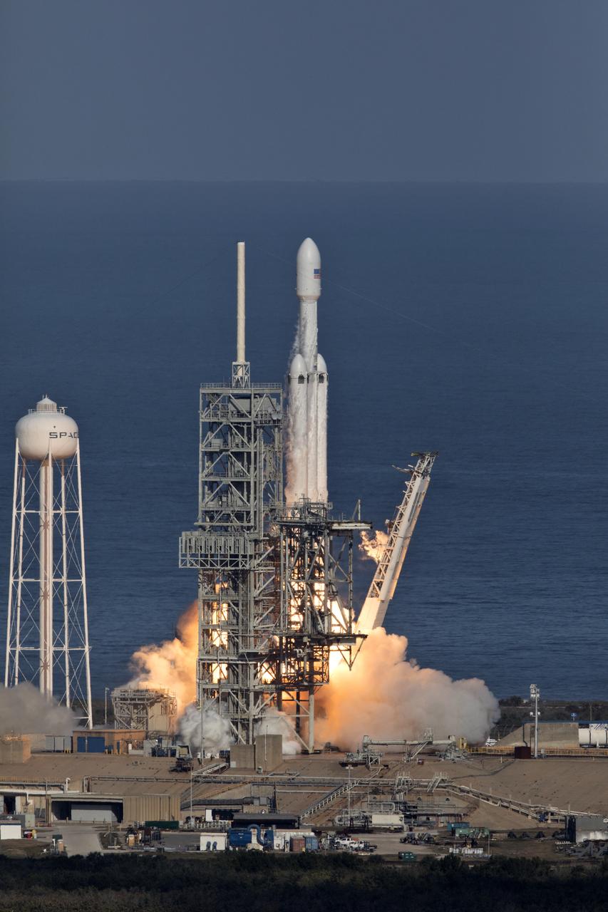A SpaceX Falcon Heavy rocket begins its demonstration flight with liftoff at 3:45 p.m. EST from from Launch Complex 39A at NASA's Kennedy Space Center in Florida. This is a significant milestone for the world's premier multi-user spaceport. In 2014, NASA signed a property agreement with SpaceX for the use and operation of the center's pad 39A, where the company has launched Falcon 9 rockets and prepared for the first Falcon Heavy. NASA also has Space Act Agreements in place with partners, such as SpaceX, to provide services needed to process and launch rockets and spacecraft.
