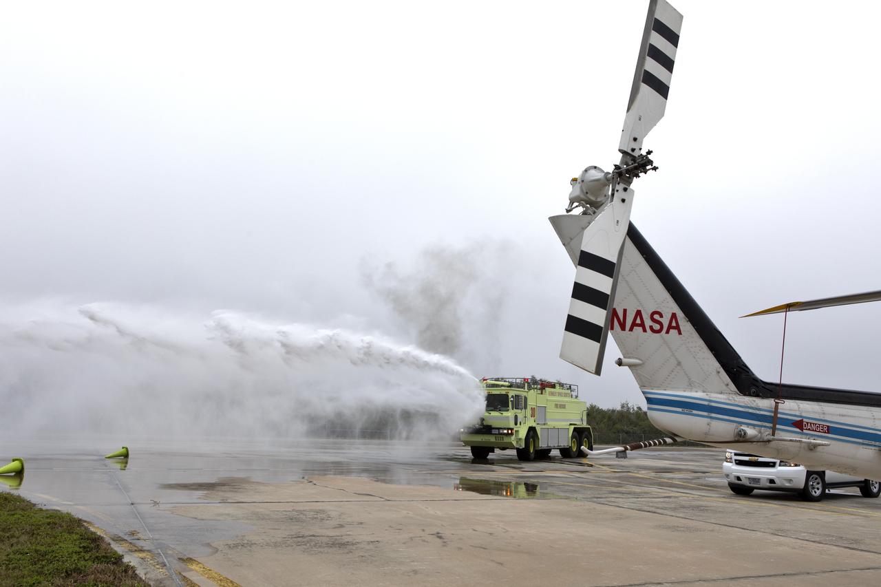 An Aircraft Mishap Preparedness and Contingency Plan is underway at the Shuttle Landing Facility at NASA's Kennedy Space Center in Florida. The center's Flight Operations rehearsed a helicopter crash-landing to test new and updated emergency procedures. The operation was designed to validate several updated techniques the center's first responders would follow, should they ever need to rescue a crew in case of a real accident. The mishap exercise took place at the center's Shuttle Landing Facility. 