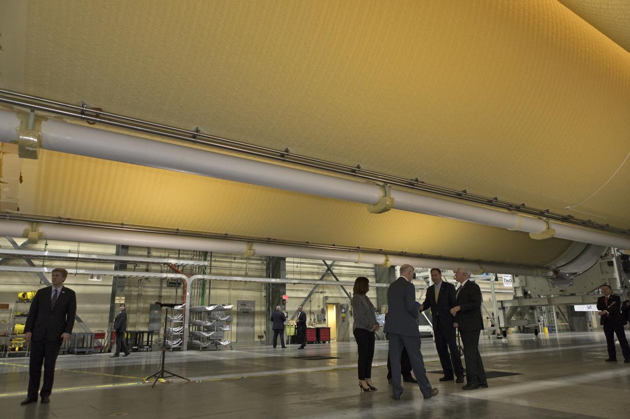 United Launch Alliance (ULA) president and CEO Tory Bruno leads a tour for Vice President Mike Pence, his wife, Karen Pence, and NASA Acting Administrator Robert Lightfoot on Feb. 20, 2018. They are in the ULA Horizontal Integration Facility (HIF), at Cape Canaveral Air Force Station in Florida. The HIF is where the Delta IV Heavy boosters are being processed for NASA’s upcoming Parker Solar Probe mission. During his visit, Pence will chair a meeting of the National Space Council on Feb. 21, 2018 in the high bay of NASA Kennedy Space Center’s Space Station Processing Facility. The council's role is to advise the president regarding national space policy and strategy, and review the nation's long-range goals for space activities.