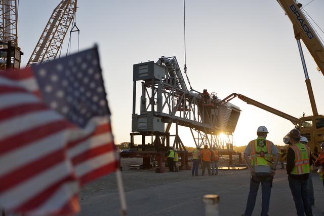 NASA image: Crew Access Arm Installation onto Mobile Launcher