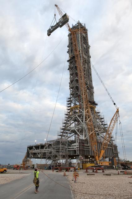 NASA image: Crew Access Arm Installation onto Mobile Launcher