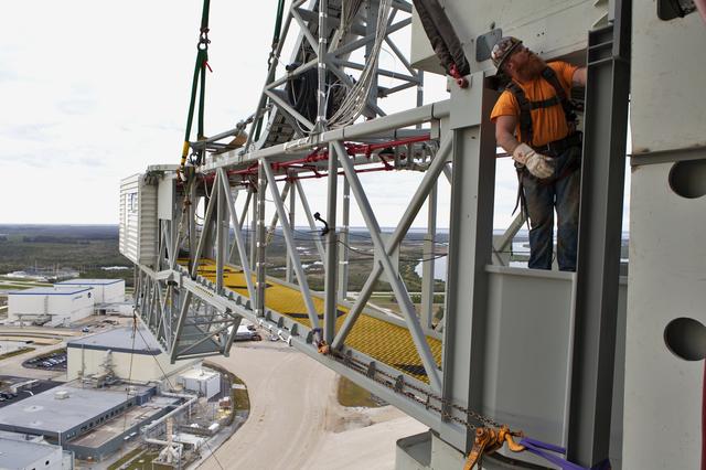 Crew Access Arm Installation onto Mobile Launcher
