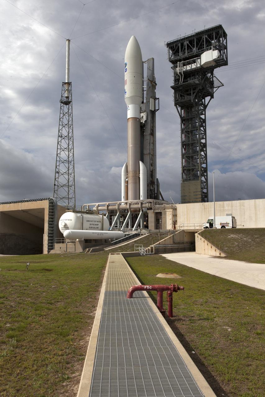 A United Launch Alliance Atlas V rocket is rolled to Space Launch Complex 41 at Cape Canaveral Air Force Station. The launch vehicle will send the National Oceanic and Atmospheric Administration's, or NOAA's, Geostationary Operational Environmental Satellite, or GOES-S, into orbit. The GOES series is designed to significantly improve the detection and observation of environmental phenomena that directly affect public safety, protection of property and the nation's economic health and prosperity. GOES-S is slated to lift off at 5:02 p.m. EST on March 1, 2018 aboard a United Launch Alliance Atlas V rocket.