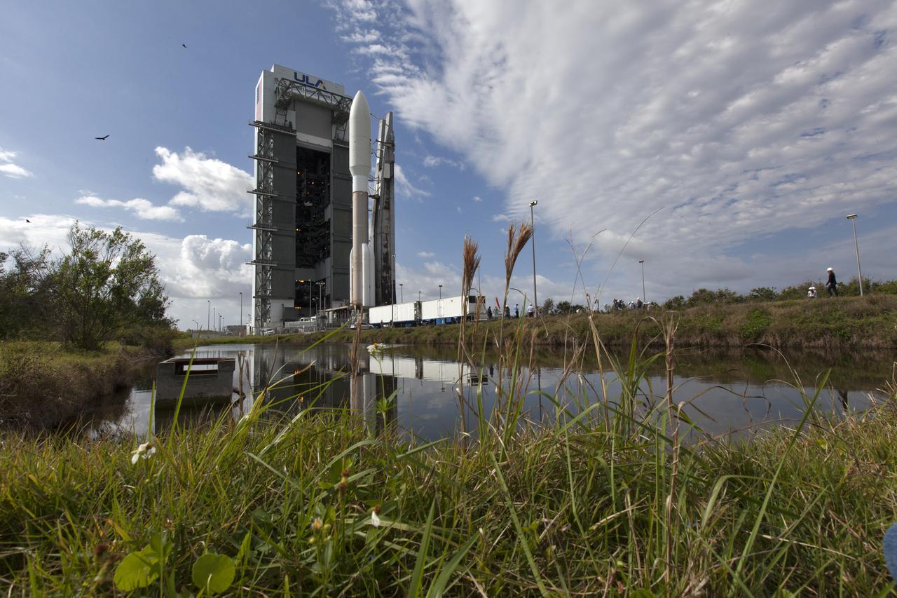 A United Launch Alliance Atlas V rocket is rolled to Space Launch Complex 41 at Cape Canaveral Air Force Station. The launch vehicle will send the National Oceanic and Atmospheric Administration's, or NOAA's, Geostationary Operational Environmental Satellite, or GOES-S, into orbit. The GOES series is designed to significantly improve the detection and observation of environmental phenomena that directly affect public safety, protection of property and the nation's economic health and prosperity. GOES-S is slated to lift off at 5:02 p.m. EST on March 1, 2018 aboard a United Launch Alliance Atlas V rocket.