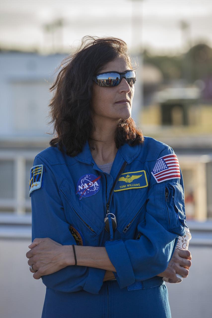 At Cape Canaveral Air Force Station's Naval Ordnance Test Unit basin in Florida, Commercial Crew Program astronaut Suni Williams observes operation of the SpaceX recovery ship. During a recent visit to the Kennedy Space Center, the crew members were given an up-close look at preparations for the SpaceX Crew Dragon flight tests. 
