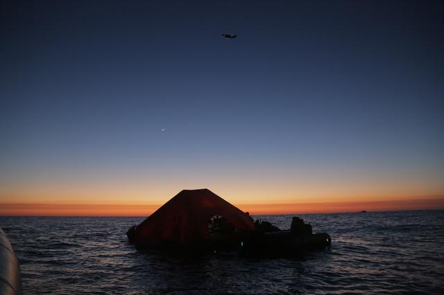 NASA image: SpaceX Recovery Trainer Egress and Handling Testing