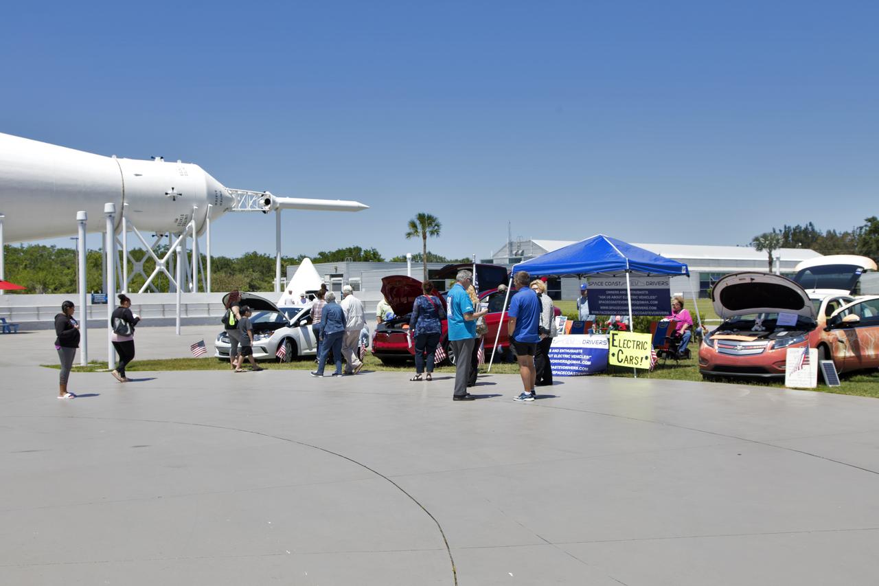During the annual Earth Day celebration at the Kennedy Space Center Visitor Complex, guests have an opportunity to get an up-close look at experimental electric vehicles. The two-day event featured approximately 50 exhibitors offering information on a variety of topics, including electric vehicles, sustainable lighting, renewable energy, Florida-friendly landscaping tips, Florida’s biking trails and more.