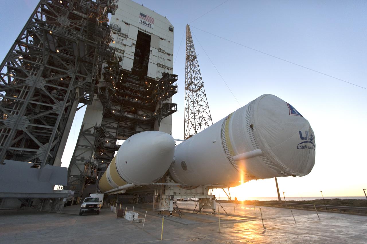 The first stage of a United Launch Alliance Delta IV Heavy rocket is prepared to be lifted vertical at the Vertical Integration Facility near Space Launch Complex 37 at Cape Canaveral Air Force Station in Florida. The Delta IV Heavy will launch NASA's upcoming Parker Solar Probe mission in July 2018. The mission will perform the closest-ever observations of a star when it travels through the Sun's atmosphere, called the corona. The probe will rely on measurements and imaging to revolutionize our understanding of the corona and the Sun-Earth connection.