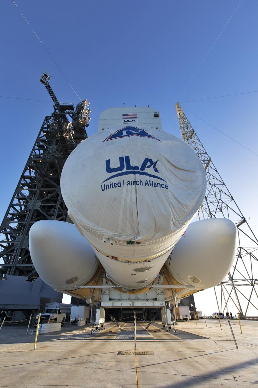 The first stage of a United Launch Alliance Delta IV Heavy rocket is prepared to be lifted vertical at the Vertical Integration Facility near Space Launch Complex 37 at Cape Canaveral Air Force Station in Florida. The Delta IV Heavy will launch NASA's upcoming Parker Solar Probe mission in July 2018. The mission will perform the closest-ever observations of a star when it travels through the Sun's atmosphere, called the corona. The probe will rely on measurements and imaging to revolutionize our understanding of the corona and the Sun-Earth connection. 