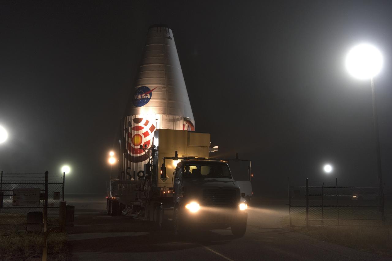 Encapsulated in its payload fairing, NASA's Interior Exploration using Seismic Investigations, Geodesy and Heat Transport, or InSight, Mars lander is transported to Space Launch Complex 3 at Vandenberg Air Force Base in California. InSight will be the first mission to look deep beneath the Martian surface. It will study the planet's interior by measuring its heat output and listen for marsquakes. The spacecraft will use the seismic waves generated by marsquakes to develop a map of the planet’s deep interior. The resulting insight into Mars’ formation will provide a better understanding of how other rocky planets, including Earth, were created. InSight is scheduled for liftoff May 5, 2018.