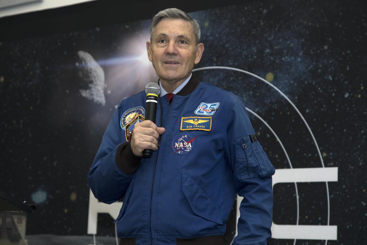 NASA Kennedy Space Center Director Bob Cabana welcomes college and university teams to NASA's 9th Robotic Mining Competition, May 15, during the opening ceremony in the RobotPits in the Educator Resource Center at Kennedy Space Center Visitor Complex in Florida. More than 40 student teams from colleges and universities around the U.S. will use their mining robots to dig in a supersized sandbox filled with BP-1, or simulated Lunar soil, gravel and rocks, and participate in other competition requirements. The Robotic Mining Competition is a NASA Human Exploration and Operations Mission Directorate project designed to encourage students in science, technology, engineering and math, or STEM fields. The project provides a competitive environment to foster innovative ideas and solutions that could be used on NASA's deep space missions.