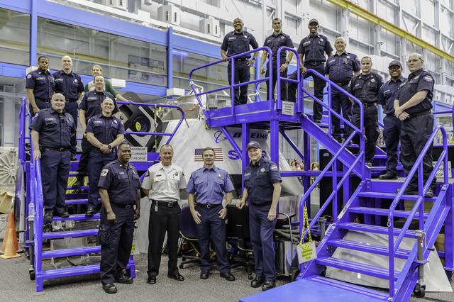 NASA image: Boeing Extrication Team training on Boeing Mock-Up Trainer (BMT)