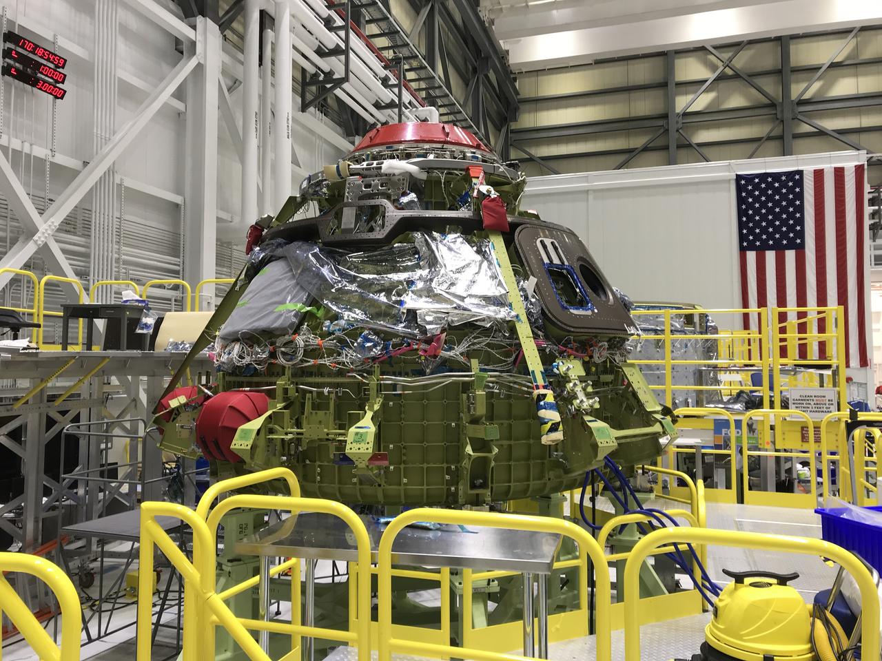 The upper and lower domes of the Boeing CST-100 Starliner Spacecraft 2 Crew Flight Test Vehicle were mated June 19, 2018, inside the Commercial Crew and Cargo Processing Facility (C3PF) at Kennedy Space Center in Florida. The Starliner will launch astronauts on a United Launch Alliance Atlas V rocket to the International Space Station as part of NASA’s Commercial Crew Program.