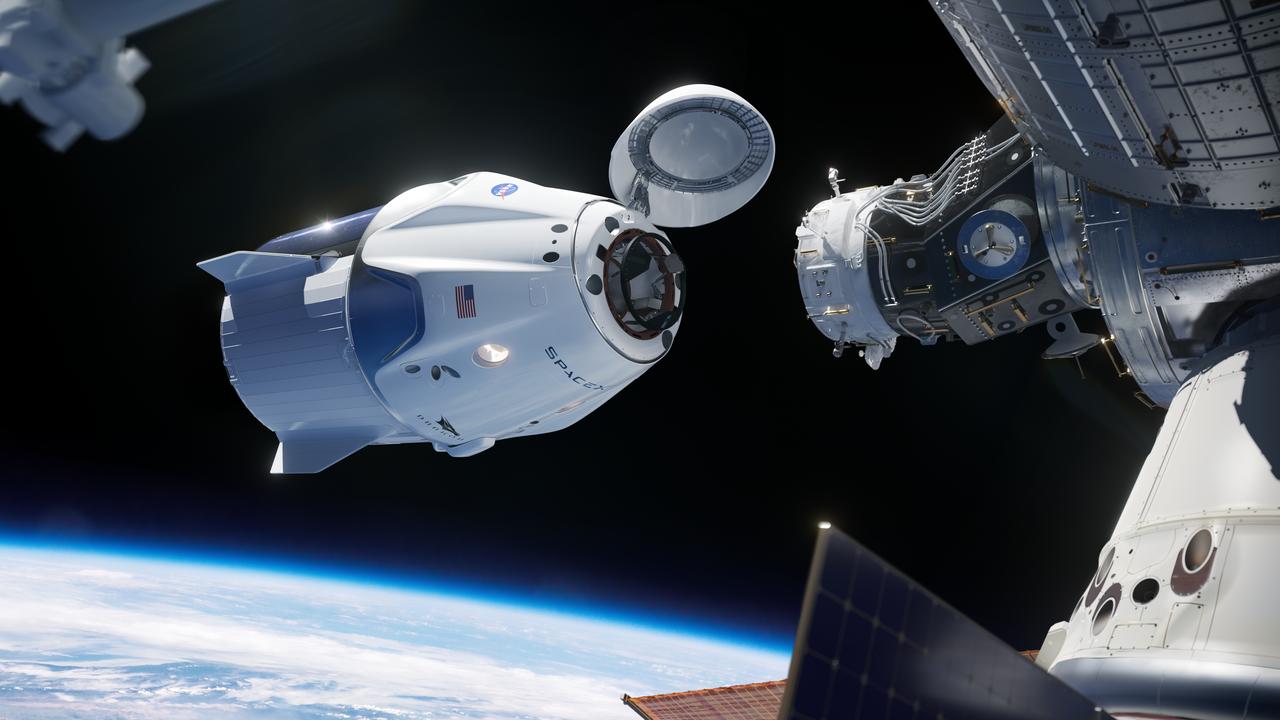 In this illustration, a SpaceX Crew Dragon spacecraft approaches the International Space Station for docking. NASA is partnering with Boeing and SpaceX to build a new generation of human-rated spacecraft capable of taking astronauts to the station and expanding research opportunities in orbit. SpaceX's upcoming Demo-1 flight test is part of NASA’s Commercial Crew Transportation Capability contract with the goal of returning human spaceflight launch capabilities to the United States.