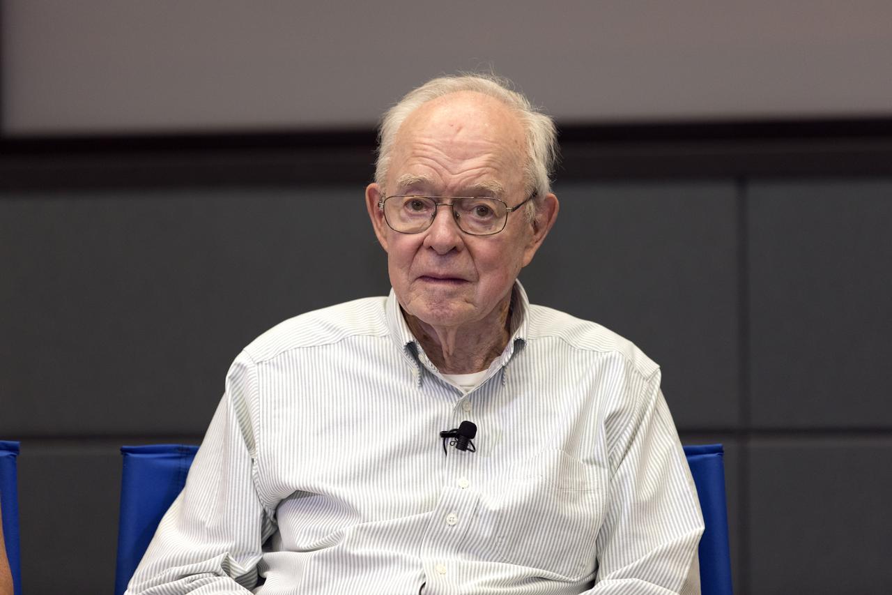 In the Kennedy Space Center’s Operations Support Building II, Dr. Eugene Parker, a pioneer in heliophysics and S. Chandrasekhar distinguished service professor emeritus for the Department of Astronomy and Astrophysics at the University of Chicago, speaks to members of news and social media in a prelaunch mission briefing about NASA's Parker Solar Probe on Thursday, Aug. 9, 2018. The spacecraft is designed to provide key observations on his groundbreaking theories about the Sun. This is the first NASA mission named for a living person. Lift off atop a United Launch Alliance Delta IV Heavy rocket will take place from Space Launch Complex 37 at Cape Canaveral Air Force Station in Florida. The spacecraft was built by Applied Physics Laboratory of Johns Hopkins University in Laurel, Maryland. The mission will perform the closest-ever observations of a star when it travels through the Sun's atmosphere, called the corona. The probe will rely on measurements and imaging to revolutionize our understanding of the corona and the Sun-Earth connection.
