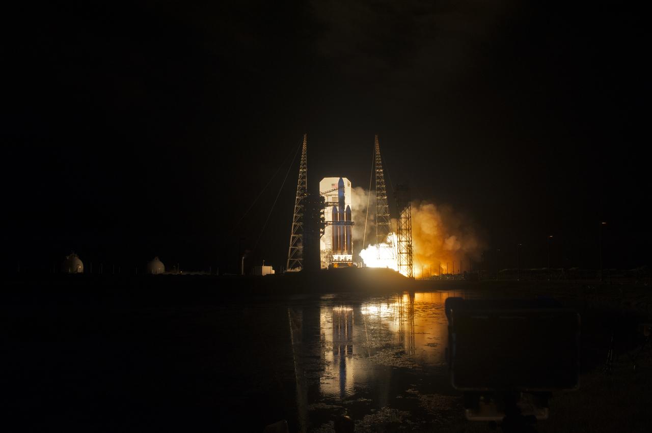 At Cape Canaveral Air Force Station's Space Launch Complex 37, the United Launch Alliance Delta IV Heavy rocket with NASA's Parker Solar Probe, lifts off at 3:31 a.m. EDT on Sunday, Aug. 12, 2018. The spacecraft was built by Applied Physics Laboratory of Johns Hopkins University in Laurel, Maryland. The mission will perform the closest-ever observations of a star when it travels through the Sun's atmosphere, called the corona. The probe will rely on measurements and imaging to revolutionize our understanding of the corona and the Sun-Earth connection.