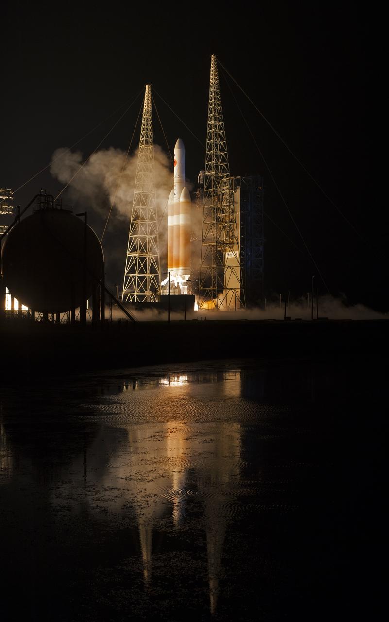 At Cape Canaveral Air Force Station’s Space Launch Complex 37, the United Launch Alliance Delta IV Heavy rocket with NASA's Parker Solar Probe, lifts off at 3:31 a.m. EDT on Sunday, Aug. 12, 2018. The spacecraft was built by Applied Physics Laboratory of Johns Hopkins University in Laurel, Maryland. The mission will perform the closest-ever observations of a star when it travels through the Sun's atmosphere, called the corona. The probe will rely on measurements and imaging to revolutionize our understanding of the corona and the Sun-Earth connection.