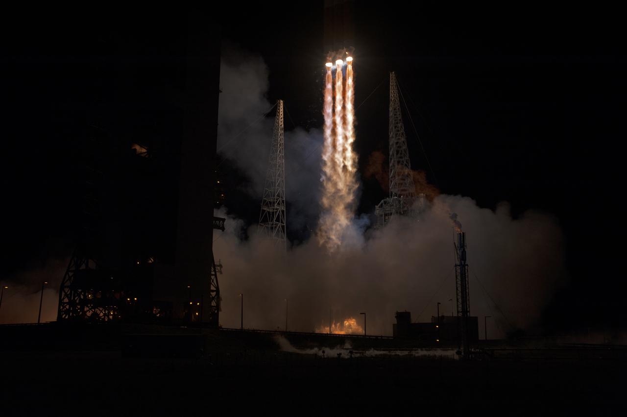 At Cape Canaveral Air Force Station’s Space Launch Complex 37, the United Launch Alliance Delta IV Heavy rocket with NASA's Parker Solar Probe, lifts off at 3:31 a.m. EDT on Sunday, Aug. 12, 2018. The spacecraft was built by Applied Physics Laboratory of Johns Hopkins University in Laurel, Maryland. The mission will perform the closest-ever observations of a star when it travels through the Sun's atmosphere, called the corona. The probe will rely on measurements and imaging to revolutionize our understanding of the corona and the Sun-Earth connection.
