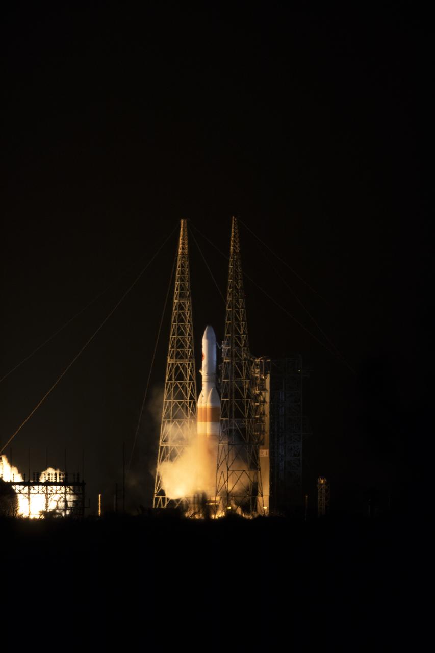 At Cape Canaveral Air Force Station's Space Launch Complex 37, the Delta IV Heavy rocket with NASA's Parker Solar Probe, lifts off at 3:31 a.m. EDT on Sunday, Aug. 12, 2018. The spacecraft was built by Applied Physics Laboratory of Johns Hopkins University in Laurel, Maryland. The mission will perform the closest-ever observations of a star when it travels through the Sun's atmosphere, called the corona. The probe will rely on measurements and imaging to revolutionize our understanding of the corona and the Sun-Earth connection.