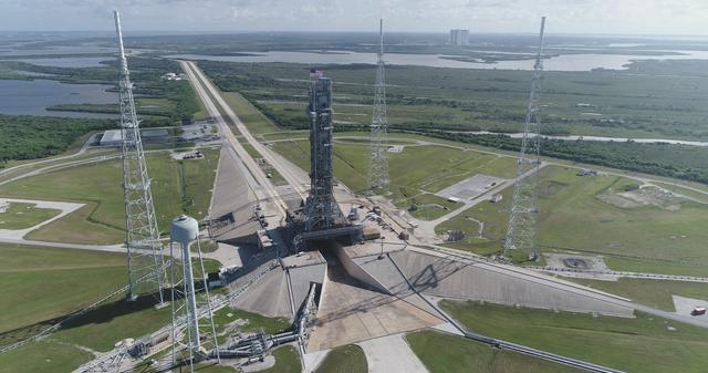 Mobile Launcher Moves Toward EM-1 - Arrives at Launch Complex 39