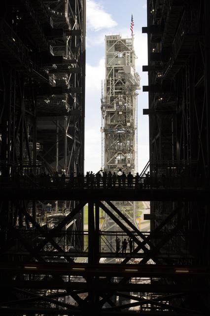 NASA image: ML Moves Toward Exploration Mission 1 roll into the VAB HB-3